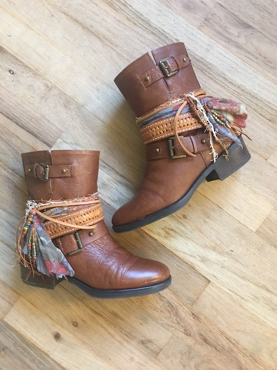 saddle leather booties