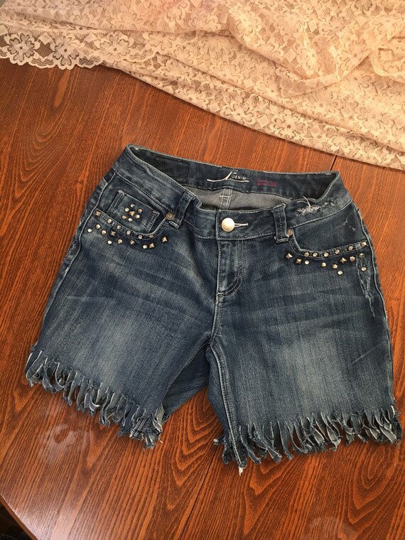 fringe shorts denim