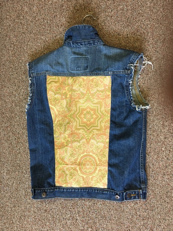yellow jean vest