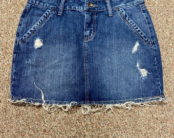 Size 10 Distressed Denim skirt Jean Skirt Womens Summer