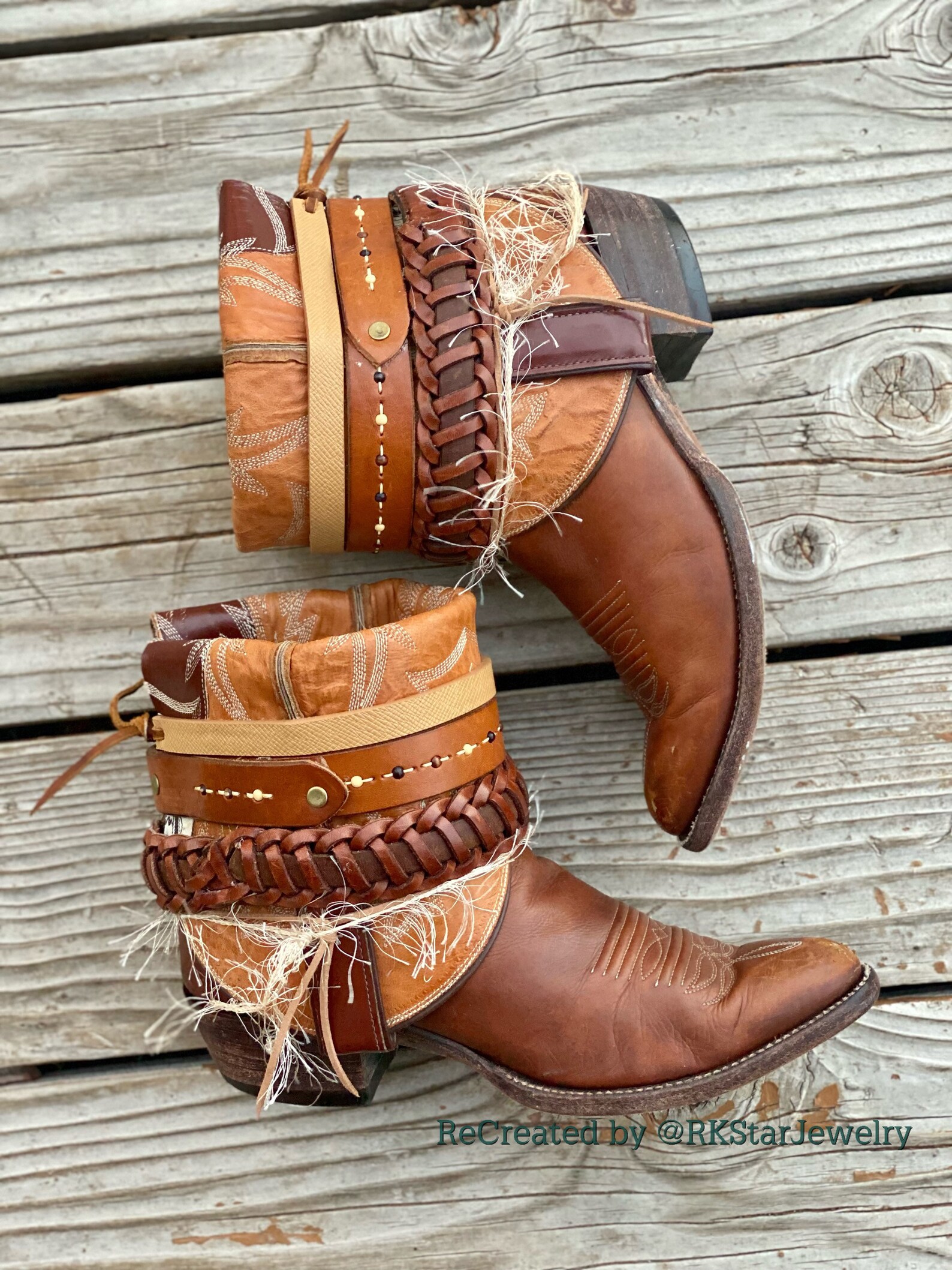 Size 6.5 Rustic Western Cowgirl Ankle Bootie Boots UPCycled Etsy