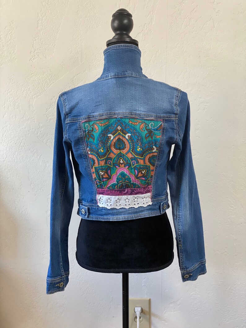 Pink Paisley UPCycled Denim Jacket Womens Jacket Jean Jacket