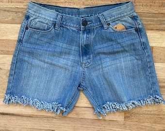 Größe 28 Freund Jean Shorts hoch taillierte Cutoff Shorts - Fransen Shorts