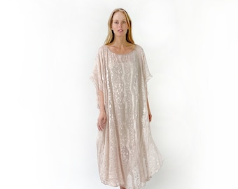 ZOE Kaftan silk burnout dress- BLUSH
