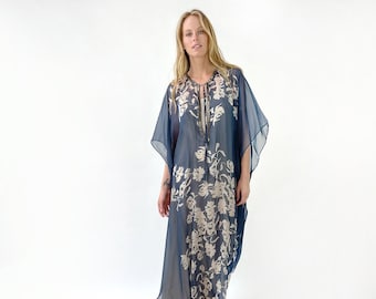Printed Silk Kaftan Dress | 100% Silk Resort Wear | Beach Cover Up | Boho Vacation Outfit, Summer Dress, SCARLETTE