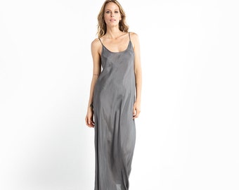 Grey silk slip