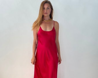 Red Silk Charmeuse evening dress, bridesmaid dress