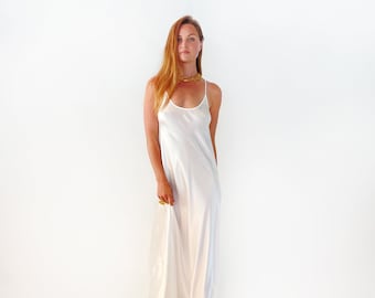 White Wedding Dress 100% Silk Charmeuse Bias Slip dress