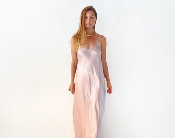 Blush Luxurious 100% Silk Charmeuse Slip dress, bridesmaid dress