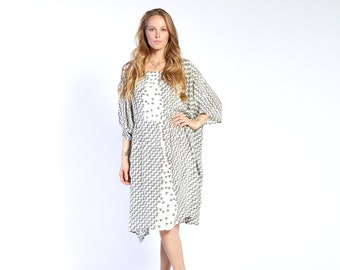 Luxury Silk Kaftan | 100% Silk Dress | Resort Wear | Beach Cover Up, Boho Vacation
