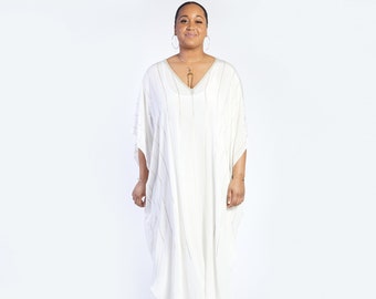 Bridal White Sequin Kaftan, Plus Size