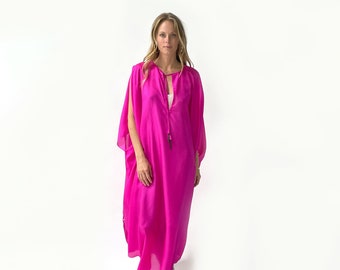 Lily Silk Caftan with cold shoulder