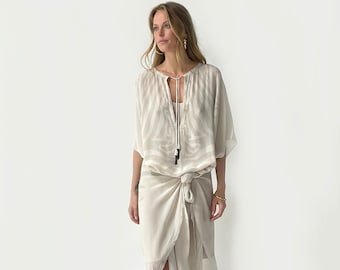 HAYDEN- Taupe Silk Caftan