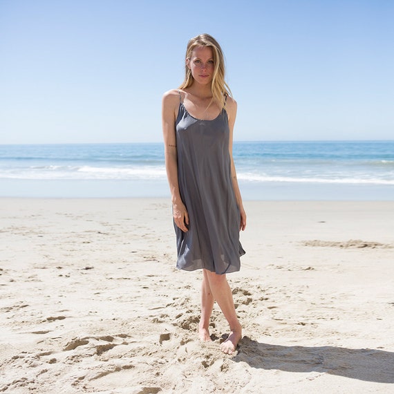 100% Silk Short Grey Slip - Etsy
