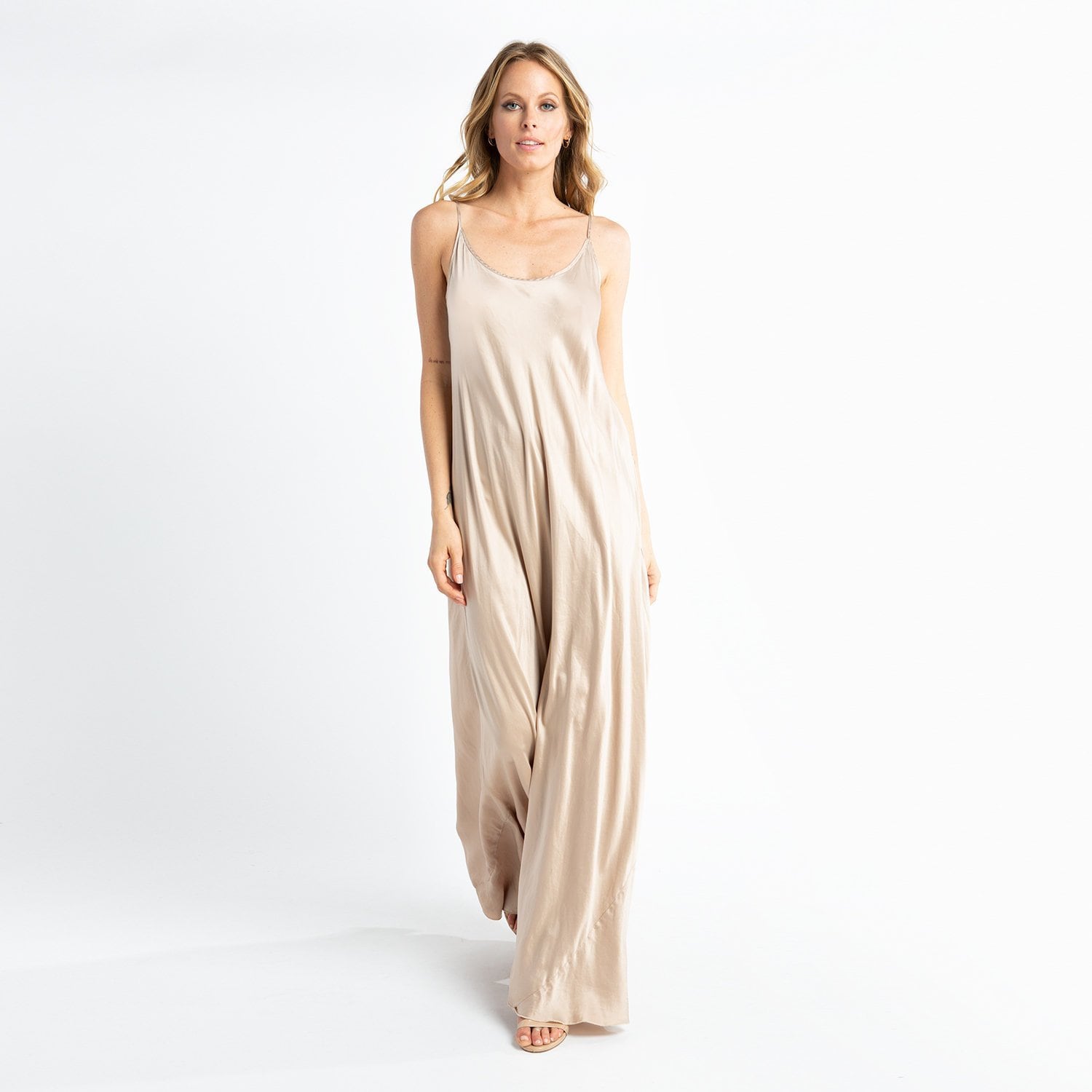 charmeuse champagne bridesmaid dresses Charmeuse Bell Sleeve Bridal Gown by Adrianna Papell 31240