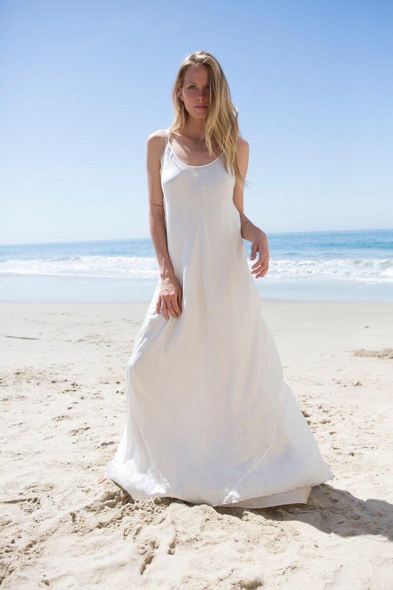 Ivory Plus Size Silk Slip Dress Perfect for Beach Wedding image 6