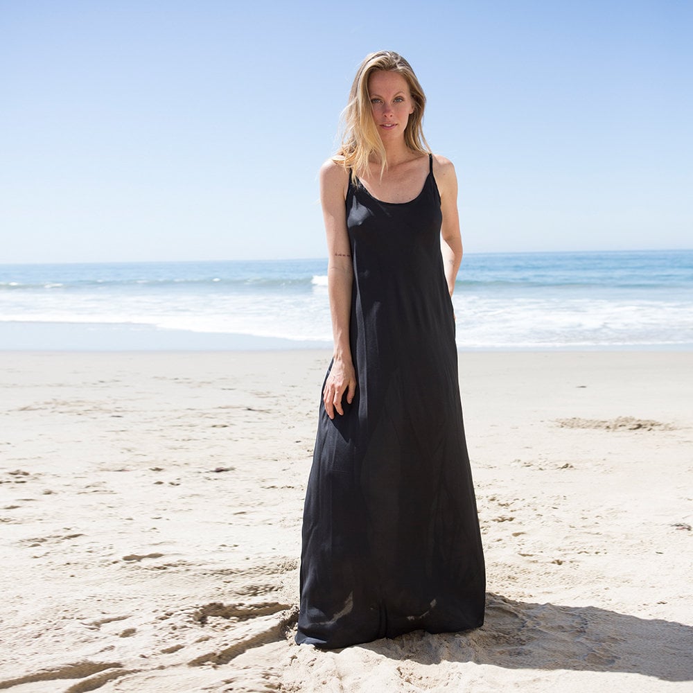 100% Silk Habotai Slip Dress Off-Black | Plus Size Bias Cut Minimalist Luxury Nightgown Bridal