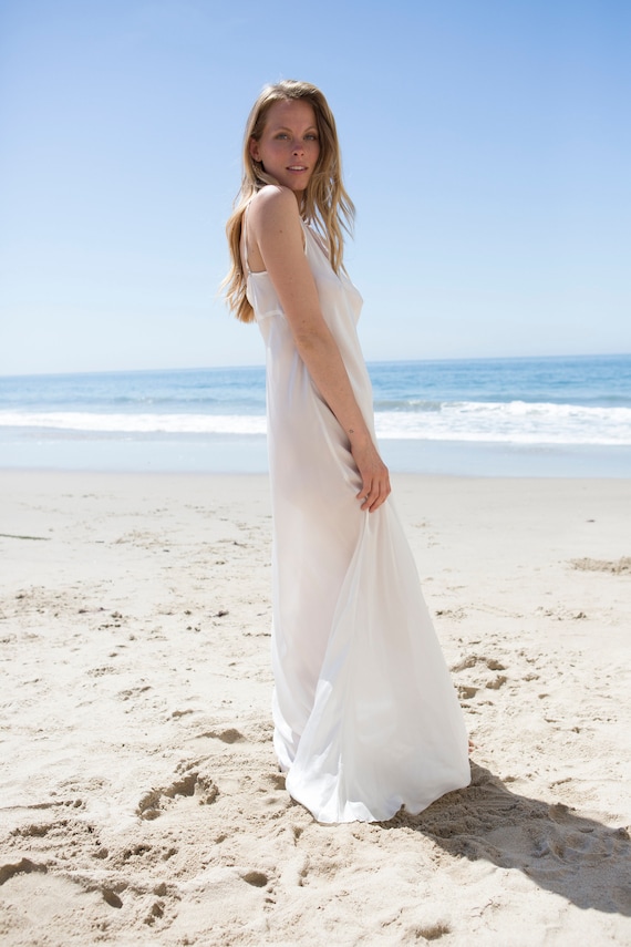 Ivory Plus Size Silk Slip Dress Perfect for Beach Wedding 