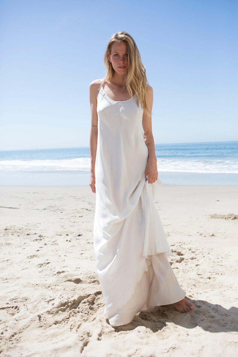 Ivory Plus Size Silk Slip Dress Perfect for Beach Wedding image 5