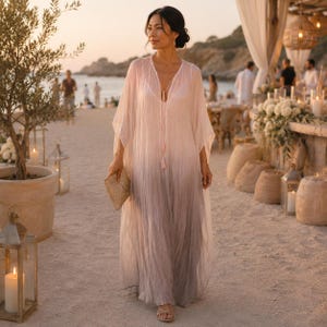 sheer midi kaftan dress Ostuni Sheer Silk Kaftan Dress
