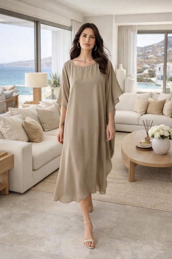 gold and cream prom dress Long Sparkly Dresses V-neck 26 summer Mermaid Style Fabric Color:As picture Women's Brown Wedding Guest