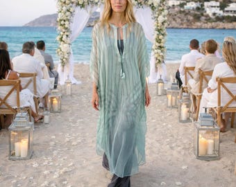 Luna Chiffon 100% Silk Kaftan — Luxury Beach Cover Up, Flowy Resort Dress, Vacation & Cruise Wear