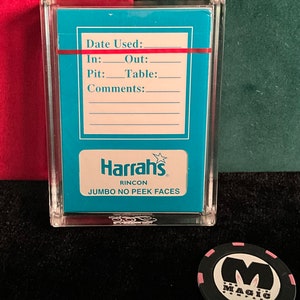 Vintage Harrah's RINCON Collectible Sealed Unspoiled Casino Cards w/Crystal Playing Cards Display Case By TCC image 3