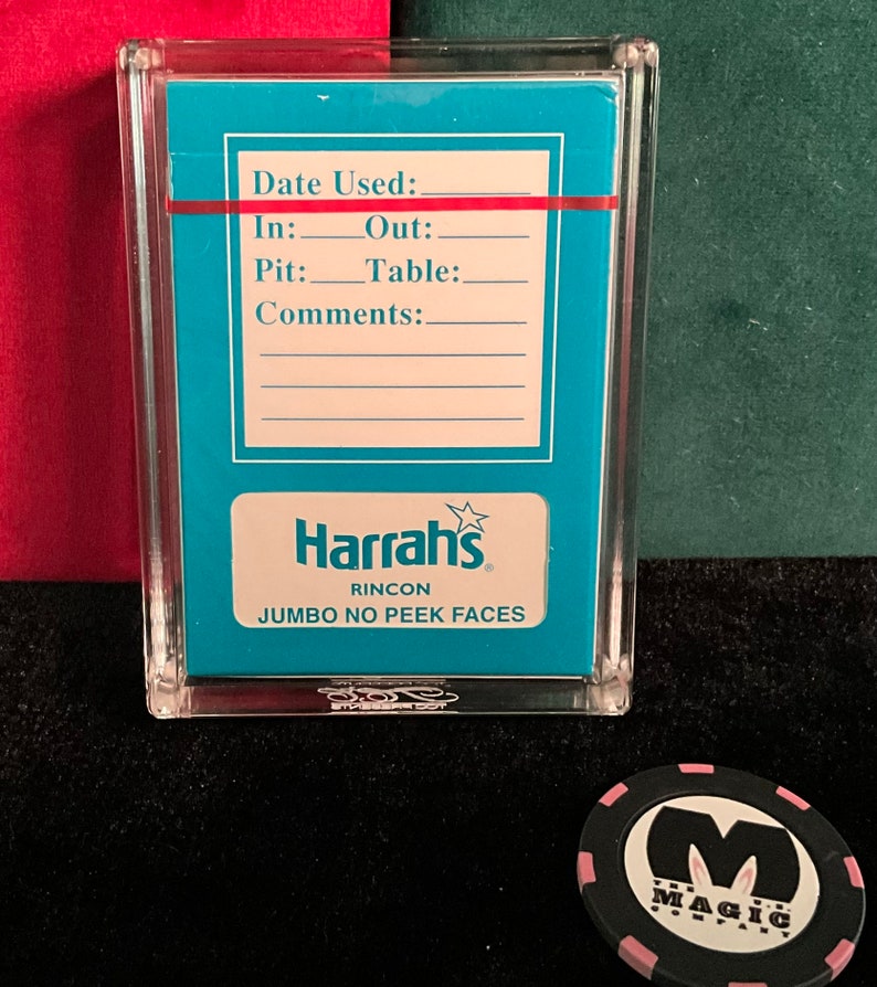 Vintage Harrah's RINCON Collectible Sealed Unspoiled Casino Cards w/Crystal Playing Cards Display Case By TCC image 3