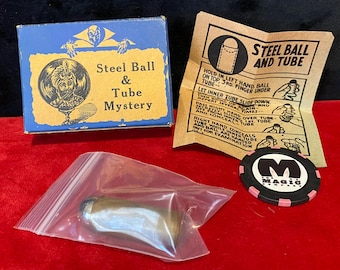 Sherms Super Magic Tricks And Puzzles - Vintage 1940s  Steel Ball & Tube Mystery (RARE Collectible)