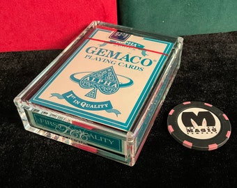 Vintage ~ Harrah's RINCON ~ Collectible Sealed Unspoiled Casino Cards w/Crystal Playing Cards Display Case By TCC