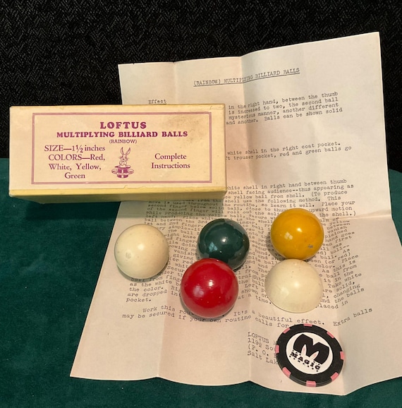 Loftus - Vintage 1-1/2" RAINBOW Multiplying Billiard Balls (NICE Rare Find)