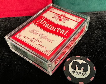 Vintage ~ Aristocrat EL CORTEZ Casino Las Vegas ~ Collectible Sealed Unspoiled Casino Deck w/Crystal Playing Cards Display Case By TCC