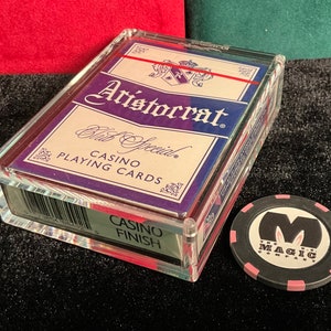 Vintage Aristocrat Nevada Landing Casino Las Vegas Collectible Sealed Unspoiled Casino Deck w/Crystal Playing Cards Display Case By TCC image 1