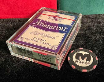 Vintage ~ Aristocrat Nevada Landing Casino Las Vegas ~ Collectible Sealed Unspoiled Casino Deck w/Crystal Playing Cards Display Case By TCC