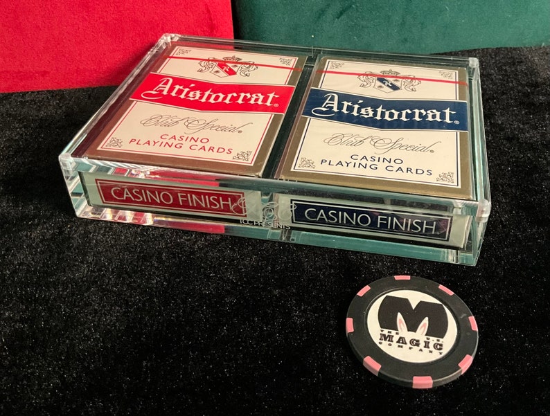 Vintage Aristocrat Las Vegas CLUB ESPECIAL Tarjetas de casino vírgenes selladas coleccionables con vitrina de naipes de cristal de TCC imagen 4