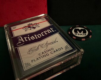 Vintage ~ Aristocrat Nevada Landing Casino Las Vegas ~ Collectible Sealed Unspoiled Casino Deck w/Crystal Playing Cards Display Case By TCC