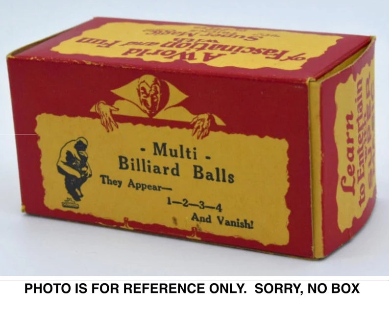Vintage Super Magic Tricks & Puzzles 1940s Wooden Multiplying Balls Very RARE Mini Set NO BOX afbeelding 3