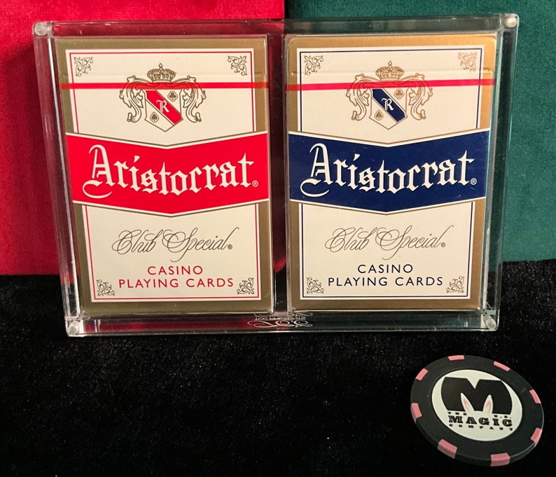 Vintage Aristocrat Las Vegas CLUB SPECIAL Collectible Sealed Unspoiled Casino Cards w/Crystal Playing Cards Display Case By TCC image 2