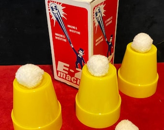 E-Z Magic -  Vintage Cups and Balls - Penetrating Cup Magic Trick (NICE)