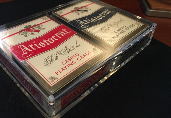 Vintage ~ Aristocrat Las Vegas CLUB SPECIAL ~ Collectible Sealed Unspoiled Casino Cards w/Crystal Playing Cards Display Case By TCC