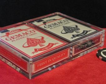 Vintage ~ American Indian No Peek Faces ~ Collectible Sealed Unspoiled Casino Cards w/Crystal Playing Cards Display Case By TCC