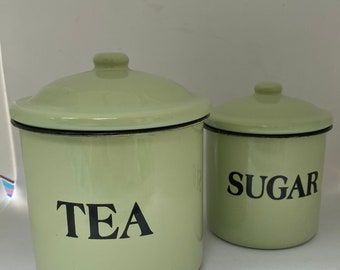 mint green tea coffee sugar canisters