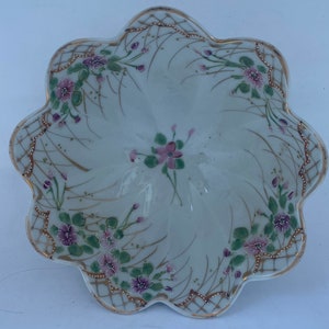 Delicate Floral Footed Candy Dish - Made in Japan