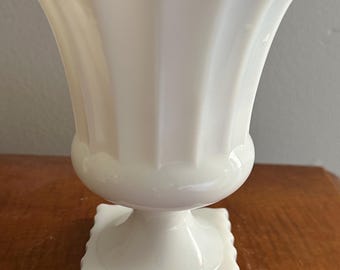 Opaque Milk Glass Pedestal Planter