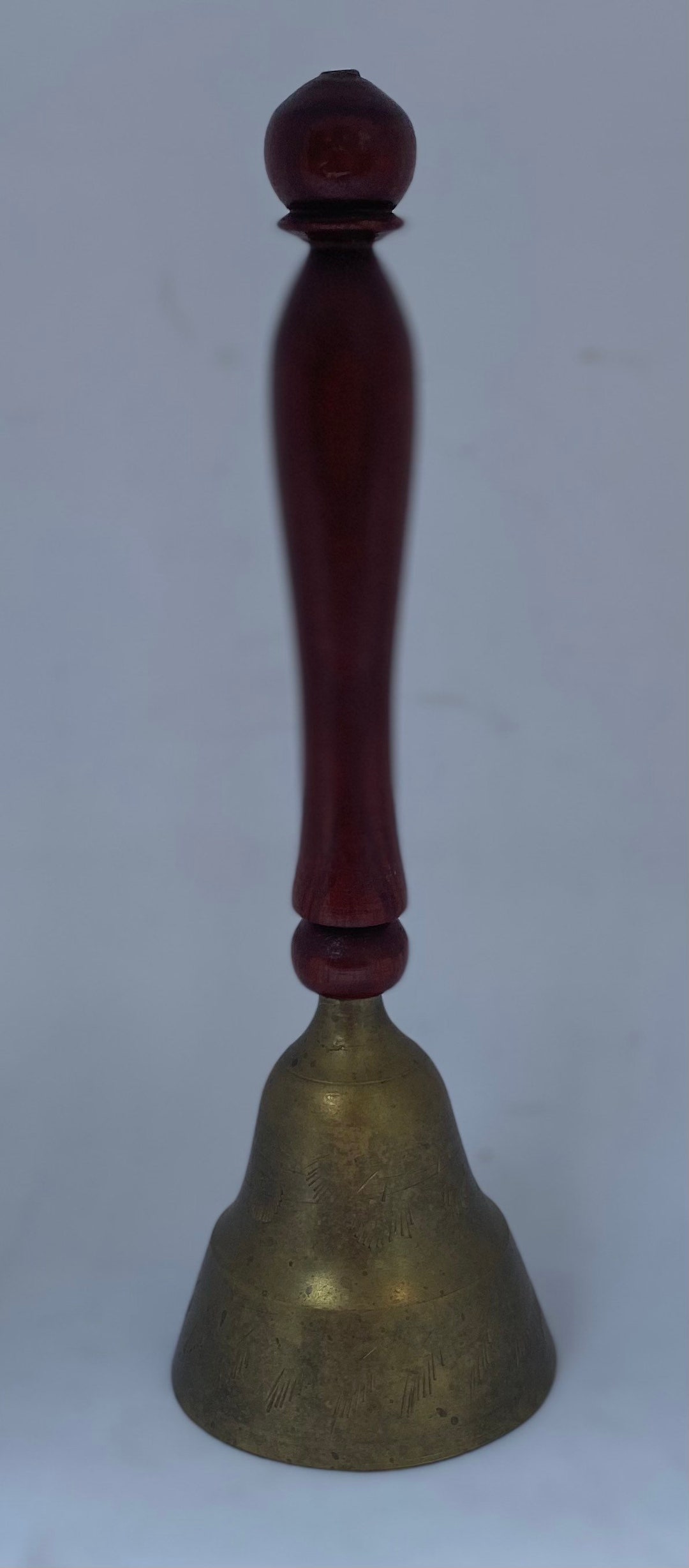 Vintage Brass Bell With Wooden Handle Etsy