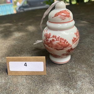 Orange & White Chinese Inspired Ginger Jar Ornament