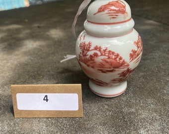 Orange & White Chinese Inspired Ginger Jar Ornament