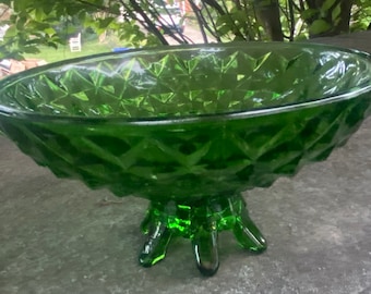 Vintage Grün Glas Konfekt Teller
