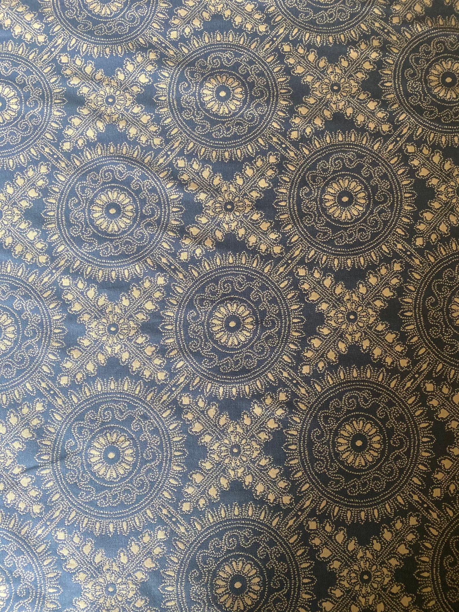 Blue/white Medallion Fabric Upholstery Weight Etsy