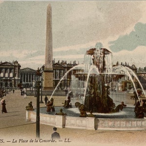 Cartão postal colorido vintage - "La Place de la Concorde"